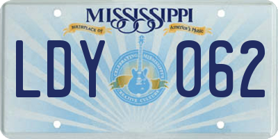 MS license plate LDY062
