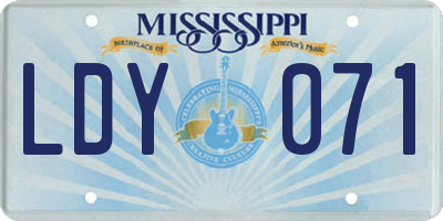 MS license plate LDY071