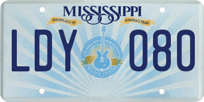 MS license plate LDY080