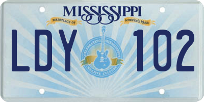 MS license plate LDY102