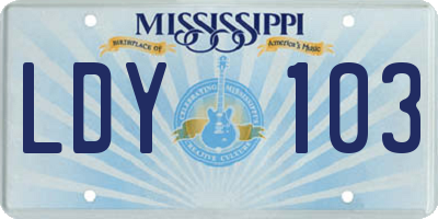 MS license plate LDY103