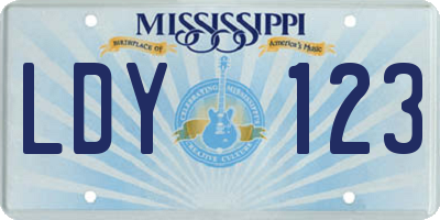 MS license plate LDY123