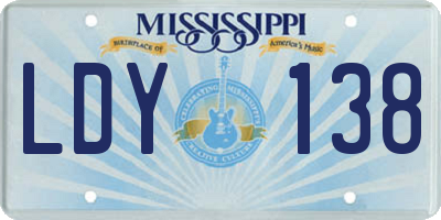 MS license plate LDY138