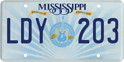 MS license plate LDY203