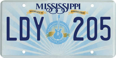 MS license plate LDY205