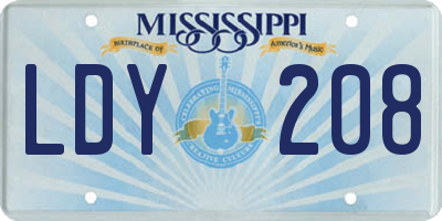 MS license plate LDY208