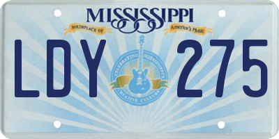 MS license plate LDY275