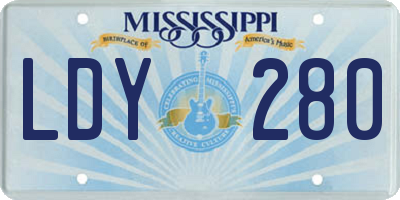 MS license plate LDY280