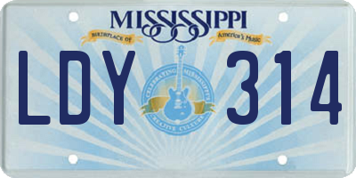 MS license plate LDY314