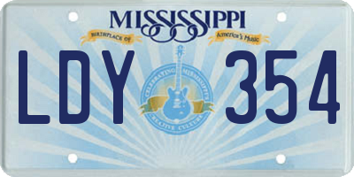 MS license plate LDY354