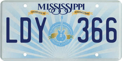 MS license plate LDY366