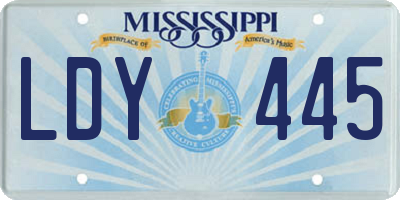 MS license plate LDY445
