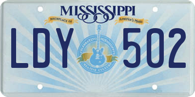 MS license plate LDY502