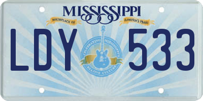 MS license plate LDY533