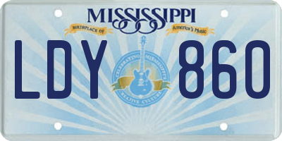 MS license plate LDY860