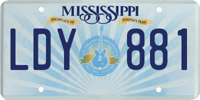 MS license plate LDY881