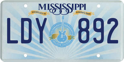 MS license plate LDY892