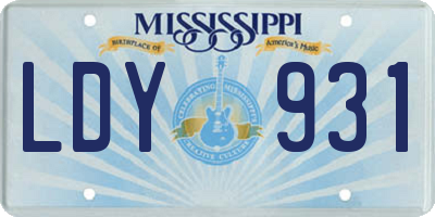 MS license plate LDY931