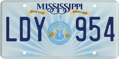 MS license plate LDY954