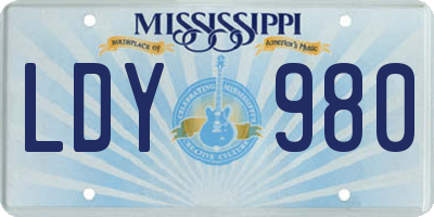 MS license plate LDY980