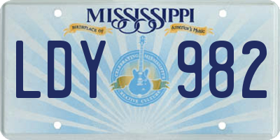 MS license plate LDY982