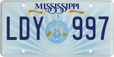 MS license plate LDY997
