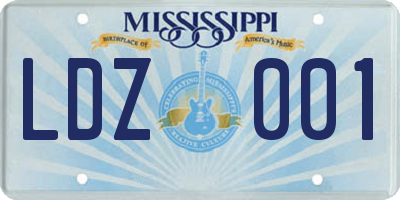 MS license plate LDZ001