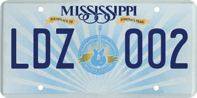 MS license plate LDZ002