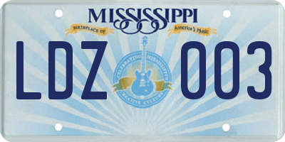 MS license plate LDZ003