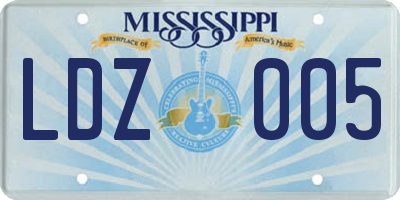 MS license plate LDZ005