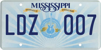 MS license plate LDZ007