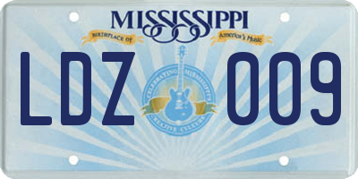 MS license plate LDZ009
