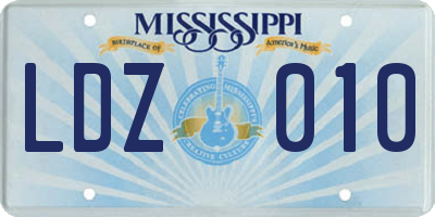 MS license plate LDZ010