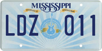 MS license plate LDZ011