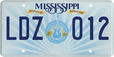 MS license plate LDZ012