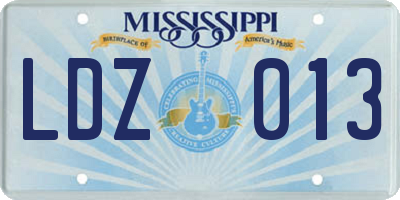 MS license plate LDZ013