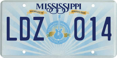 MS license plate LDZ014
