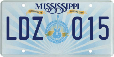 MS license plate LDZ015