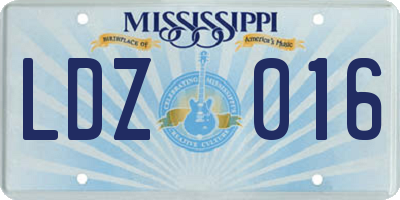 MS license plate LDZ016