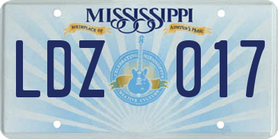 MS license plate LDZ017