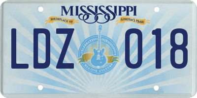 MS license plate LDZ018