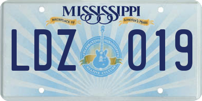 MS license plate LDZ019