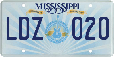 MS license plate LDZ020