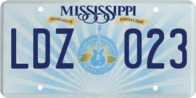 MS license plate LDZ023