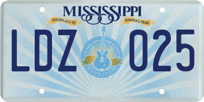 MS license plate LDZ025