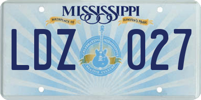 MS license plate LDZ027