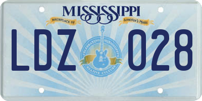 MS license plate LDZ028