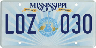 MS license plate LDZ030