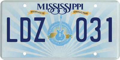 MS license plate LDZ031