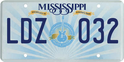 MS license plate LDZ032